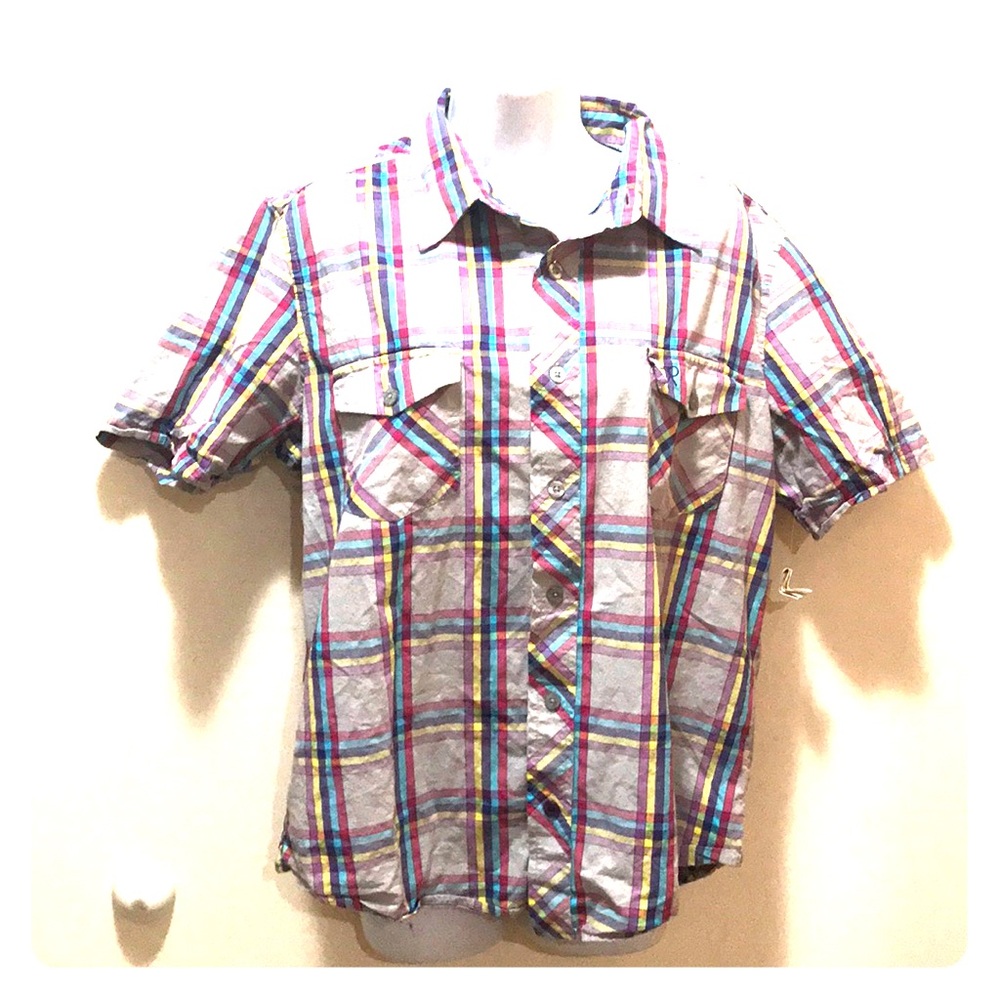 Op Women’s plaid checkered button down L